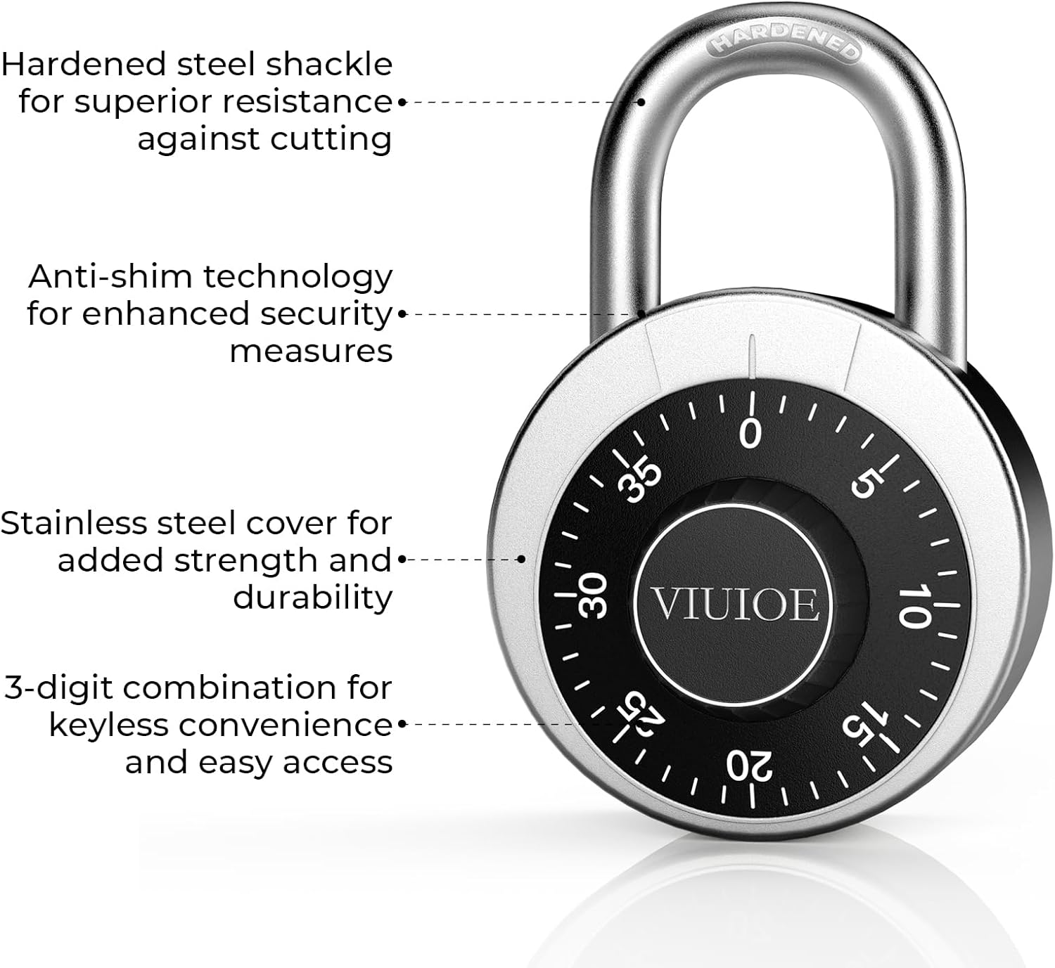 Dial Combination Lock - Padlock for Gym and School - 1 Pack, Black